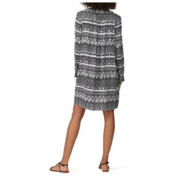 Thakoon Collection Womens Paisley Mini Dress 6 Black Long Sleeve V Neck Pullover - Picture 2 of 12